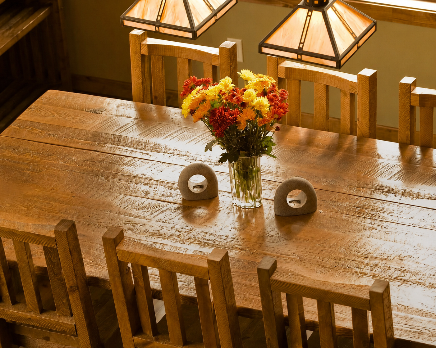 Handcrafted Solid Wood Log Dining Table